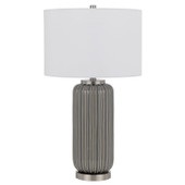 29" Taupe Metal Table Lamp With White Drum Shade - Chicken Pieces