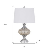 27" Silver Metallic Metal Table Lamp With White Empire Shade - Chicken Pieces