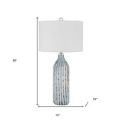 30" Aqua and Gray Glass Table Lamp With White Drum Shade - Chicken Pieces
