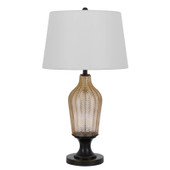 31" Bronze Glass Table Lamp With White Empire Shade - Chicken Pieces
