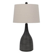 29" Black Ceramic Table Lamp With Beige Empire Shade - Chicken Pieces