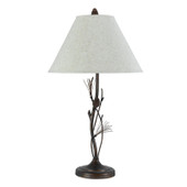 32" Rust Metal Table Lamp With Gray Empire Shade - Chicken Pieces