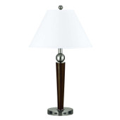 29" Nickel Metal Usb Table Lamp With White Empire Shade - Chicken Pieces