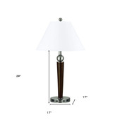 29" Nickel Metal Usb Table Lamp With White Empire Shade - Chicken Pieces
