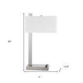 25" Nickel Metal Desk Usb Table Lamp With White Rectangular Shade - Chicken Pieces