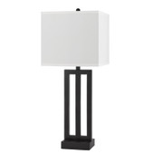30" Bronze Metal Usb Table Lamp With White Rectangular Shade - Chicken Pieces