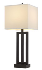 30" Bronze Metal Usb Table Lamp With White Rectangular Shade - Chicken Pieces