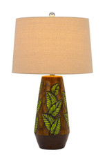 29" Brown Ceramic Table Lamp With Tan Empire Shade - Chicken Pieces
