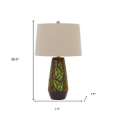 29" Brown Ceramic Table Lamp With Tan Empire Shade - Chicken Pieces