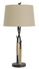 32" Charcoal Metal Table Lamp With Tan Empire Shade - Chicken Pieces