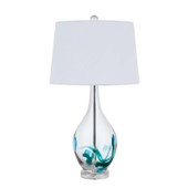 27" Clear Glass Table Lamp With White Empire Shade- chicken pieces