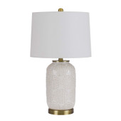 24" Ivory Metal Table Lamp With White Drum Shade- chicken pieces