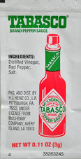 TABASCO® Original Hot Sauce Aged Pepper Portion Packets - 3g, 200/Case - Chicken Pieces