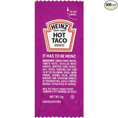Heinz 9 Gram Taco Sauce Portion Packets - 500/Case - Zesty Blend of Tomato - Chicken Pieces
