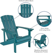 Flash Furniture 35"H, 29 1/2"W Resin, Sea Foam JJ-C14501-SFM-GG Charlestown Adirondack Chair - Chicken Pieces