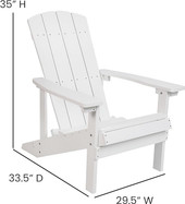 Flash Furniture 35"H, 29 1/2"W Resin, White JJ-C14501-WH-GG Charlestown Adirondack Chair - Chicken Pieces