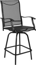 Flash Furniture Set of 2, Black Steel/Gray Fabric 2-ET-SWVLPTO-30-GR-GG Patio Swivel Bar Stool - Chicken Pieces