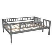 homeroots bed & bath Gray Full Over Full Over Full Contemporary Bunk Bed With Slide 