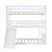 homeroots bed & bath White Full Over Full Over Full Contemporary Bunk Bed With Slide 