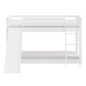 homeroots bed & bath White Twin over Twin Solid Wood Bunk Bed With Slide and Ladder 