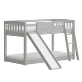 homeroots bed & bath Gray Twin over Twin Solid Wood Bunk Bed With Slide and Ladder 