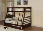 homeroots beddings 79" X 56" X 65" Epresso Pine Wood Twin Over Full Bunk Bed 