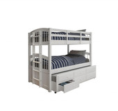 homeroots beddings 80" X 42" X 70" White Twin Bunk Bed  Trundle With 3 Drawers 