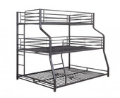 homeroots beddings 62" X 83" X 74" Gunmetal Metal Triple Bunk Bed  Twinfullqueen 