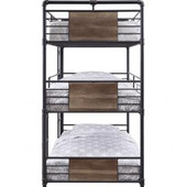 homeroots beddings 43" X 79" X 79" Sandy Black Dark Bronze Handbrushed Metal Wood Triple Bunk Bed  Twin 