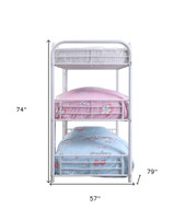 homeroots furniture 57" X 79" X 74" White Metal Triple Bunk Bed - Full 