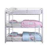 homeroots furniture 57" X 79" X 74" White Metal Triple Bunk Bed - Full 