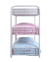 homeroots furniture 57" X 79" X 74" White Metal Triple Bunk Bed - Full 