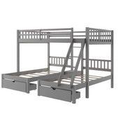 homeroots bed & bath Gray Full Over Double Twin Triple Bunk Beds with Drawers 