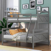 homeroots bed & bath Gray Twin Over Full Size Bunk Bed 