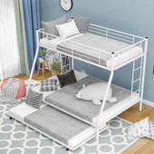 homeroots bed & bath White Twin Over Full Size Bunk Bed with Trundle 