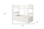 homeroots bed & bath White Twin Over Twin Bunk Bed with Trundle and Drawers 