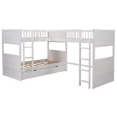 homeroots bed & bath White Twin Size Bunk Bed with attached Loft Bed and Drawers 