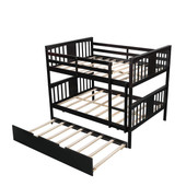 homeroots bed & bath Brown Double Full Size Over Twin Trundle Bunk Bed 