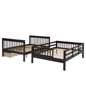 homeroots bed & bath Brown Double Full Size Stairway Bunk Bed With Drawer 