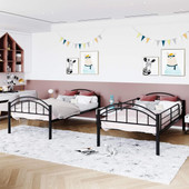 homeroots bed & bath Black Modern Classic Twin Over Twin Metal Bunk Bed 