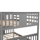 homeroots bed & bath Modern Gray Full Over Full Bunk Bed with Two Drawers 