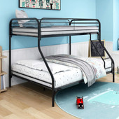 homeroots bed & bath Black Heavy Duty Twin Over Full Metal Bunk Bed 