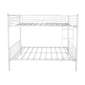 homeroots bed & bath White Heavy Duty Twin Over Full Metal Bunk Bed 
