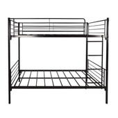 homeroots bed & bath Black Heavy Duty Twin Over Twin Metal Bunk Bed with Ladder 