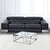 homeroots living room 40" Silver And Clear Glass Square Coffee Table 