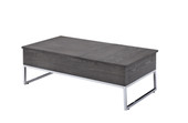 homeroots living room 47" Chrome And Gray Oak Rectangular Lift Top Coffee Table 