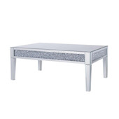 homeroots living room 48" Silver Mirrored Rectangular Mirrored Coffee Table 