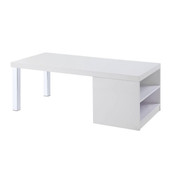 homeroots living room 47" Chrome And White Rectangular Coffee Table With Shelf 