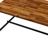 homeroots living room 47" Black And Oak Pvc Veneer Rectangular Coffee Table 