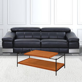 homeroots living room 48" Black And Honey Oak Rectangular Coffee Table With Shelf 